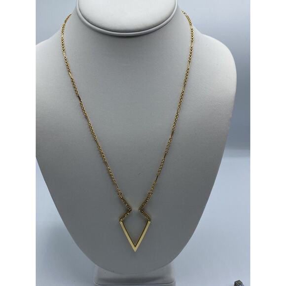 C Wonder Gold Tone Long Necklace Arrow crystals Classy 22" - Picture 2 of 9